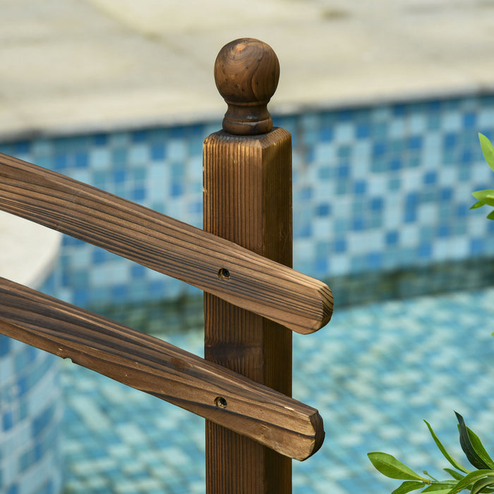 Outsunny 7.5' Fir Wood Garden Bridge Arc Walkway With Side Railings, Perfect For Backyards, Gardens, & Streams, Stained