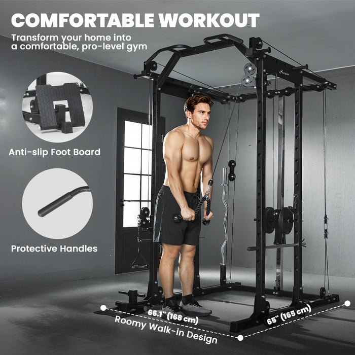 Soozier Multi-Functional Power Rack, Smith Machine with Pull Up Bar