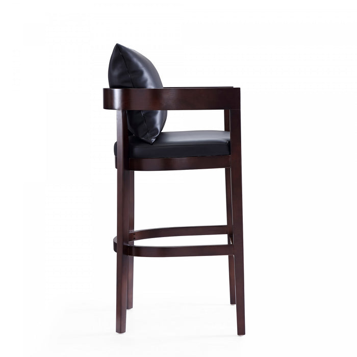Ritz Mid-Century Modern Wood Upholstered Barstool in Black - Set of 3