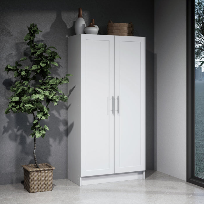 Elite Accent Storage Cabinet with Panel Doors & 3 Shelves - White