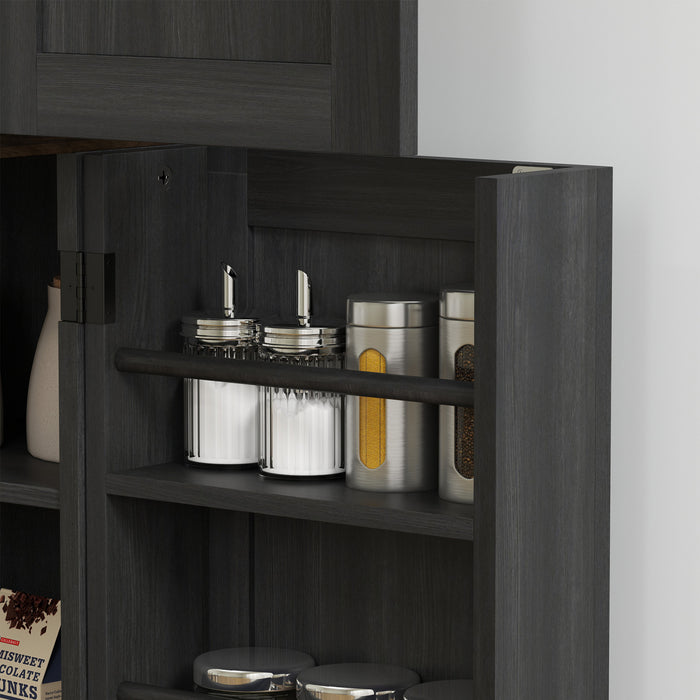 HOMCOM 64\" Kitchen Pantry Storage Cabinet with Adjustable Shelves, Black
