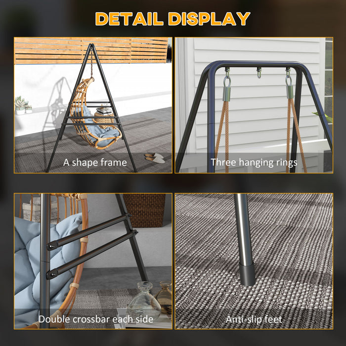 Outsunny Hammock Chair Stand Metal Frame Hammock Stand, Black