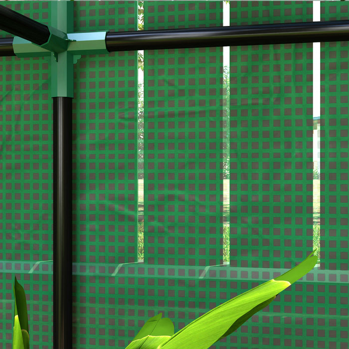 Outsunny Mini Greenhouse With 3 Tier Shelves, Roll-up Door, Green
