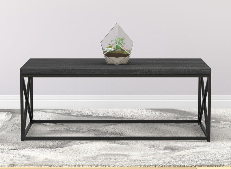 44\" Coffee Table Dark Grey Wood With Black Metal