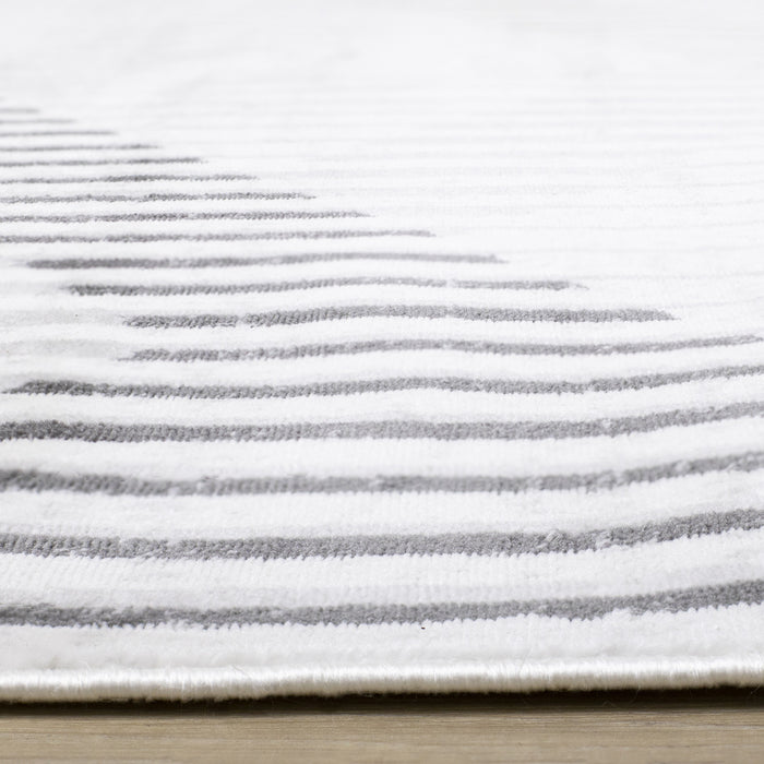 Washable Multi-Coloured Basketweave Lines Area Rug - 5'3\" x 7'7\"