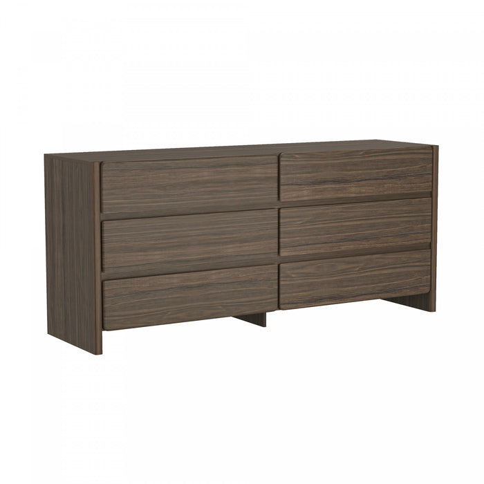 Linda Modern 72\" Dresser in Walnut Brown (6-Drawer)