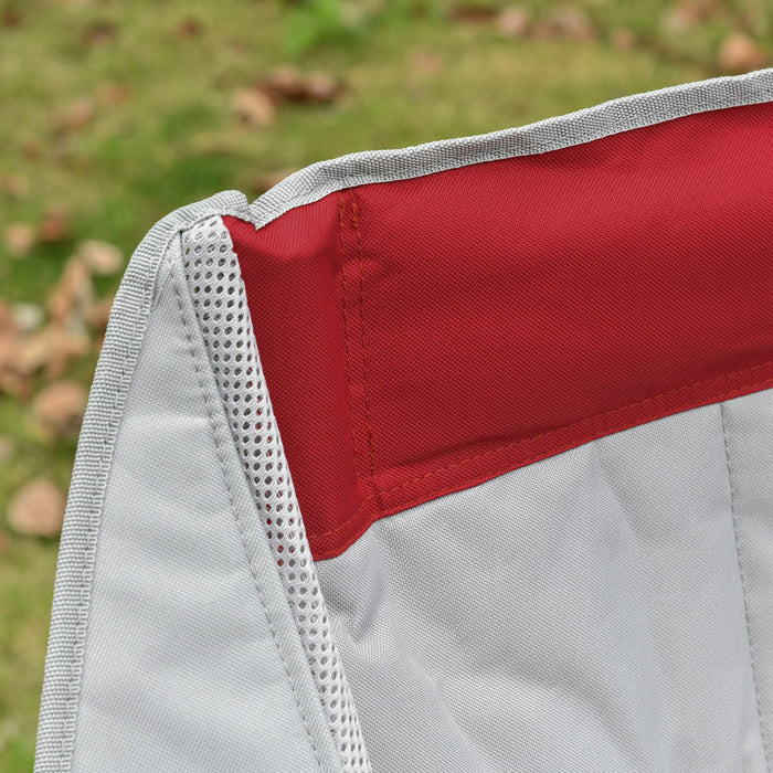 Outsunny Double Seat Camping Chair Folding Loveseat w/ Storage Pocket Red