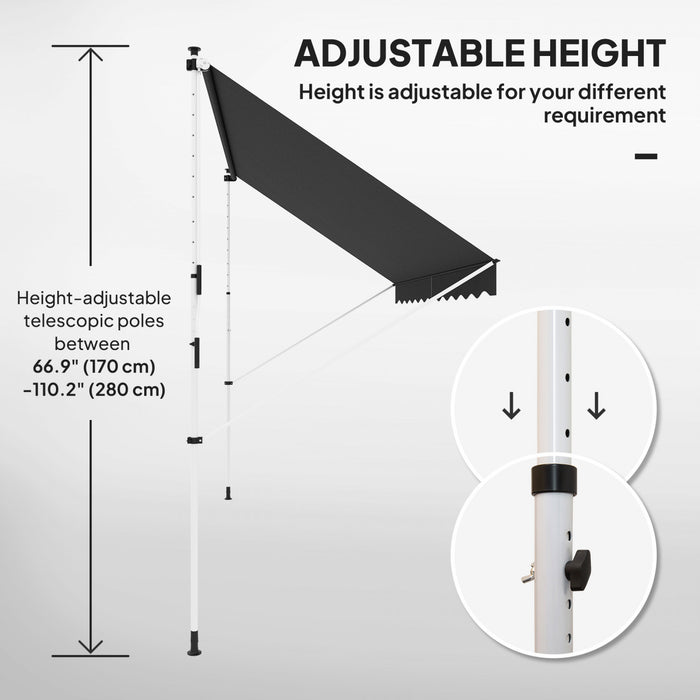 Outsunny 10x5ft Retractable Awning, Sun Shade Canopy Shelter, Black