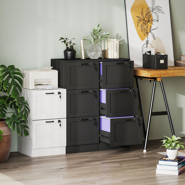 HOMCOM Office File Cabinet with 3 Drawers, Vertical Filing Cabinet, Black