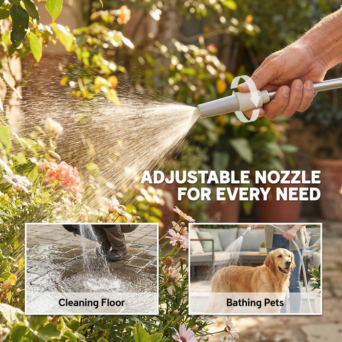 Outsunny Garden Hose Reel Cart with Wheels, 1/2\" x 148ft Water Hose Reel Cart with 2 Patterns Nozzle, Faucet Adaptors and Rewind Handle for Outdoor Patio Watering, Cleaning, Grey