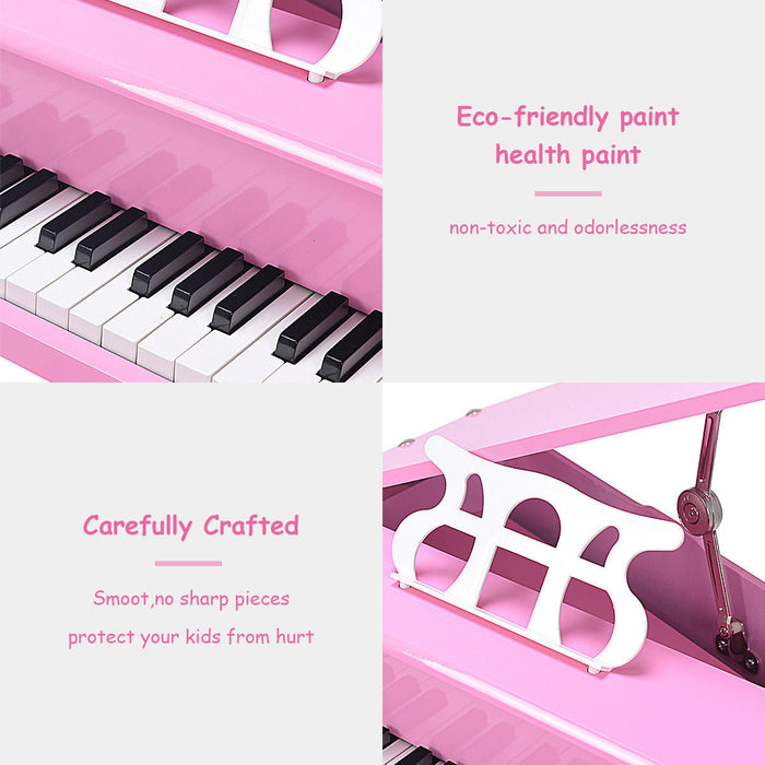 Costway Classical Kids Piano, 30-Key Mini Grand Piano with Music Stand and Bench, Wooden Musical Instrument Toy w/Lid & Music Rack, Gift for Boys Girls Ages 3+