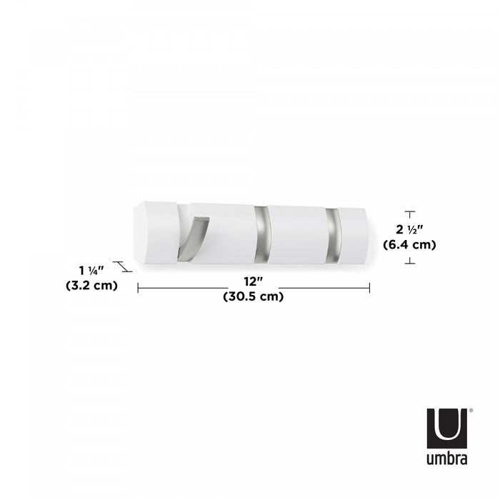 Umbra 3 Flip Wall-Mounted Hooks - White