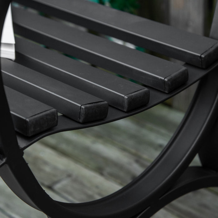 Outsunny 2-Seater Outdoor Bench, Patio Loveseat with Armrests, Black