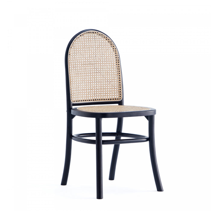 Paragon Industry Chic Cane Back Wood Upholstered Dining Chair in Black and Gray - Set of 4