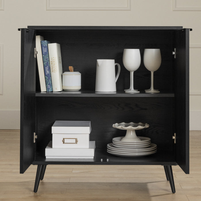 Oxford 2-Door Storage Cabinet - Black Oak & Dark Grey
