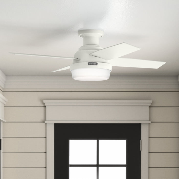 Dempsey Low Profile Ceiling Fan with Light Fixture - White