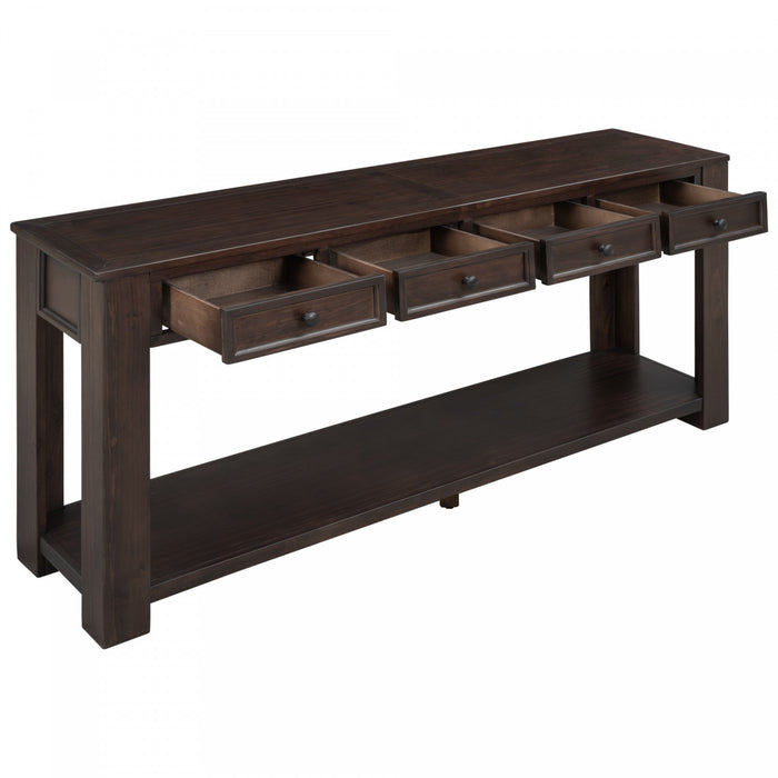 Gracie Solid Wood Console Table With Drawers And Shelf - Espresso