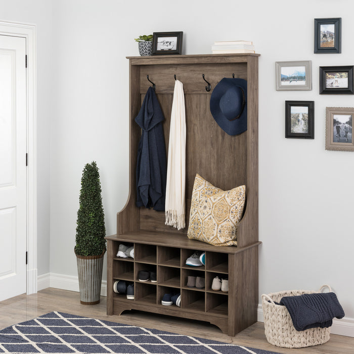 Hall Tree with Shoe Storage - Drifted Grey
