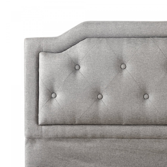 Kellen Upholstered Platform Bed with Headboard in Light Grey - King Size