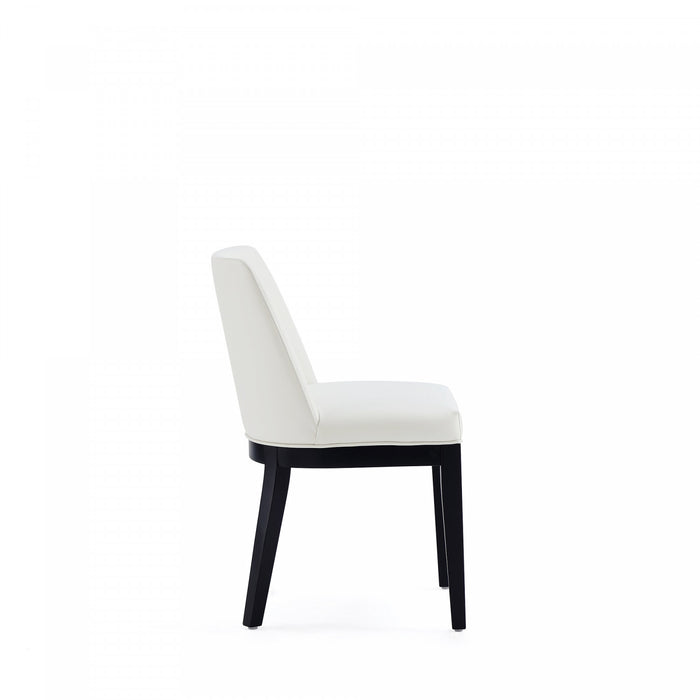 Gansevoort Modern Wood Vegan Leather Dining Chair in Ivory - Set of 4