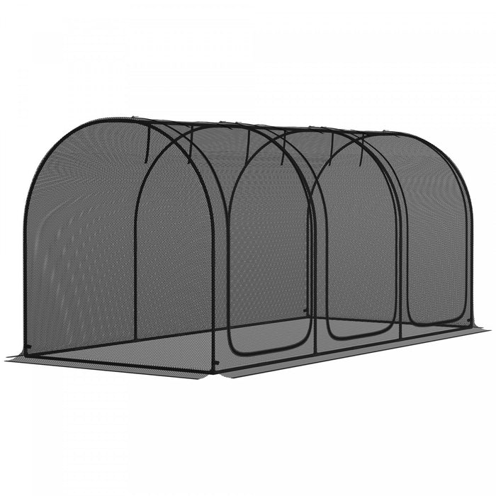 Outsunny 9 X 4ft Crop Cage With 3 Zippered Doors And Ground Stakes Black