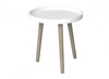 End Table With Pine Base - White Round Shape 