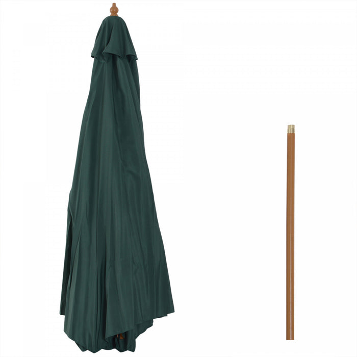 Outsunny 10ft Wooden Patio Umbrella With Rope Pulley Mechanism, Dark Green