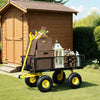 Outsunny Heavy Duty Garden Cart, Steel Utility Wagon Cart with Removable Sides to Convert into Flatbed, 10" Wheels, 180° Rotating Handle, 440lbs Capacity, for Beach Lawn Yard