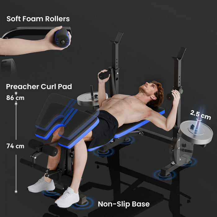 Soozier Adjustable Weight Bench with Leg Extension, Home Gym Bench, Blue