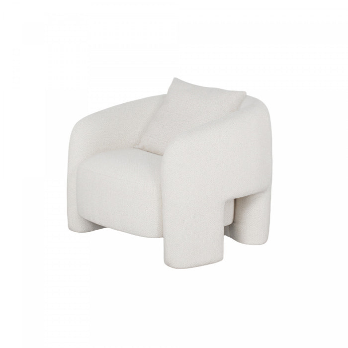 Sylvia Modern Glam Tweed Lounge Chair in Ivory