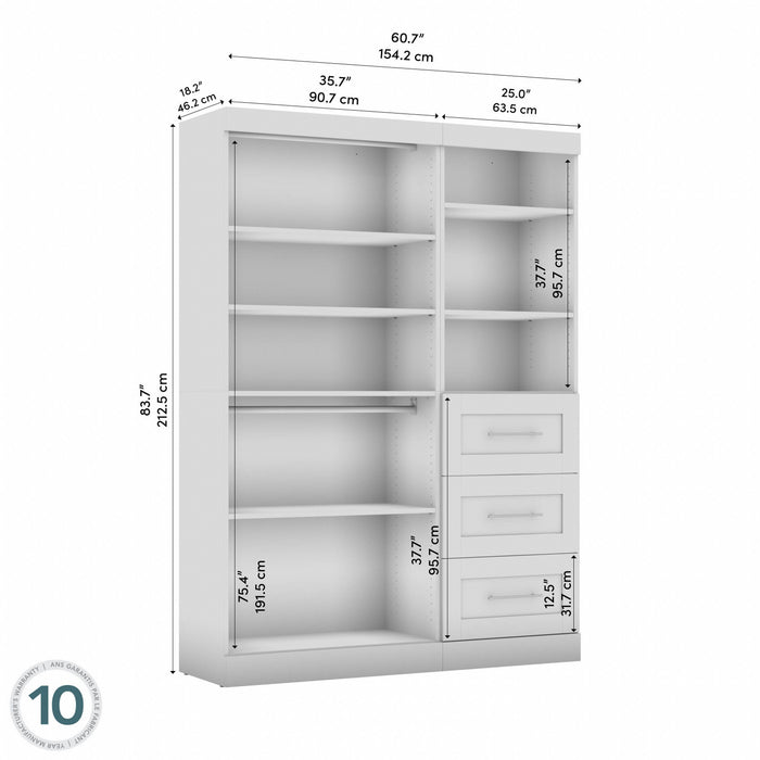 Bestar Pur 61 W Closet Organizer System - White