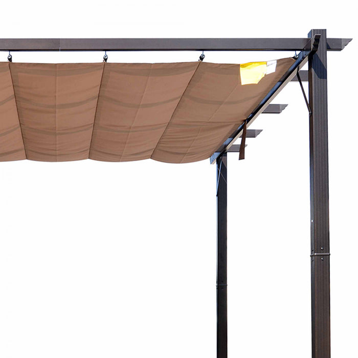 Outsunny 10' X 10' Outdoor Retractable Pergola Canopy, Aluminium Gazebo, Grape Trellis Sunshade Shelter For Backyard, Deck, Garden, Brown Frame