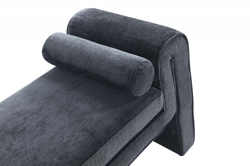 Concord Modern Glam Chenille Accent Bench in Black