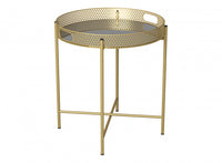 End Table With Mirror - Gold Round Shape Top