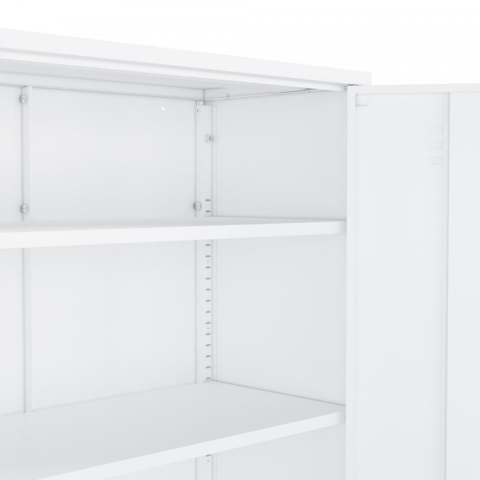 Naomi Modern 32\" Metal Accent Cabinet in White Armoire