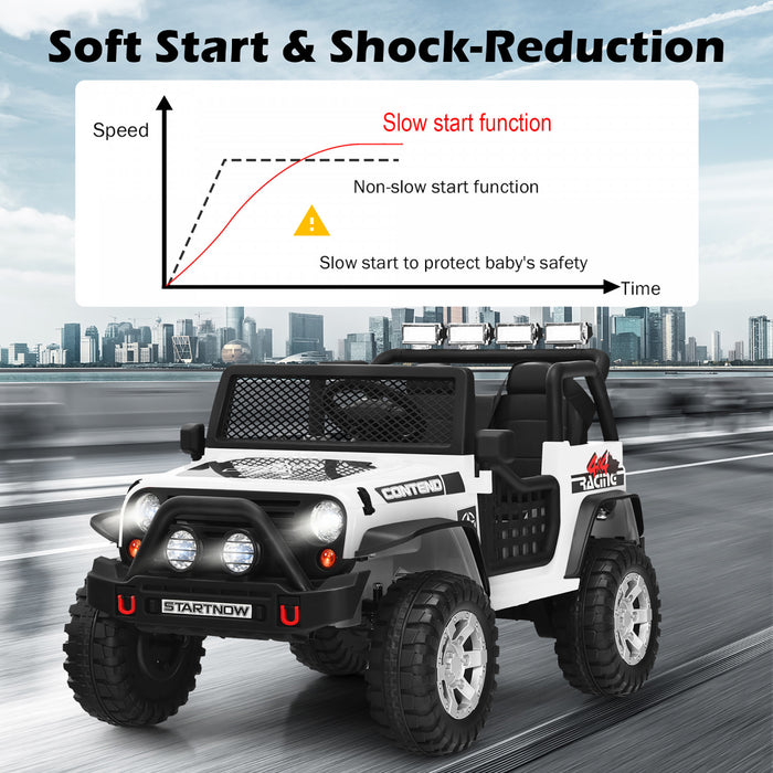 Costway 12v Kids Ride On Truck Remote Control Electric Car W/lights&music White