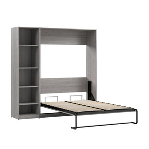 Bestar Claremont 5-Shelf Full Murphy Bed - Platinum Grey