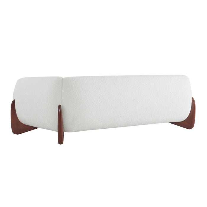 Harold 82.75\" Wood Boucle Sherpa 3-Seater Sofa,Beige Loveseat
