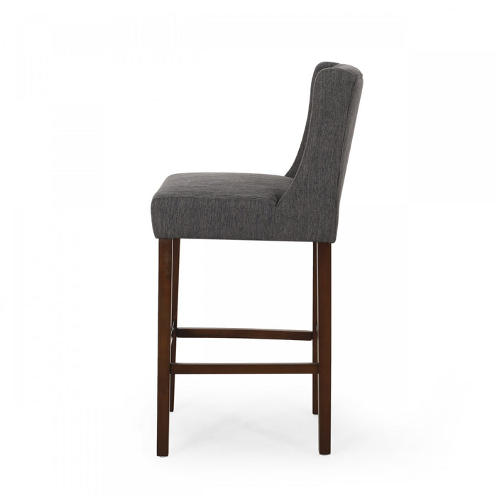 Bruce 30.5\" Counter Height Bar Stools Set Of 2 With Metal Legs And Fabric Upholstery, Charcoal Grey