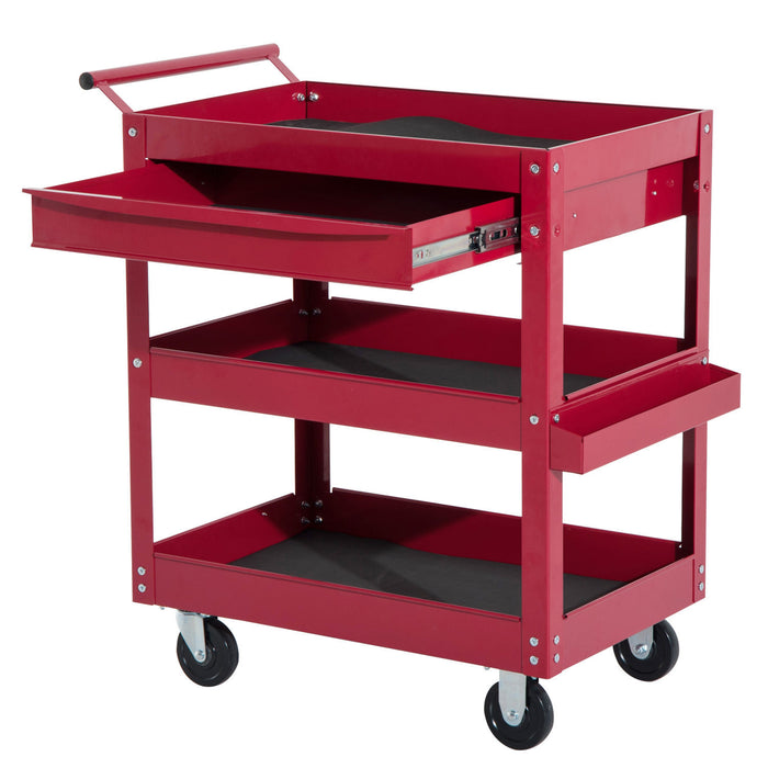 Homcom 3 Tray Rolling Tool Cart With Drawer