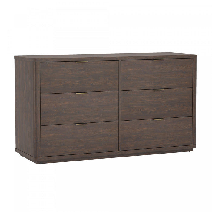Evelyn Modern 60\" Dresser in Brown (6-Drawer)