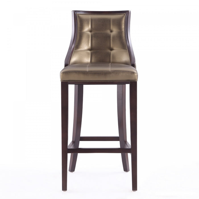 Fifth Avenue Traditional Wood Upholstered Barstool in Bronze - Set of 2