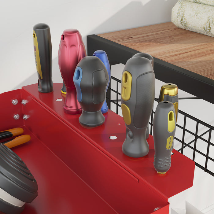 Durhand 3 Tier Rolling Tool Cart, 330 Lbs Capacity Utility Cart, Red