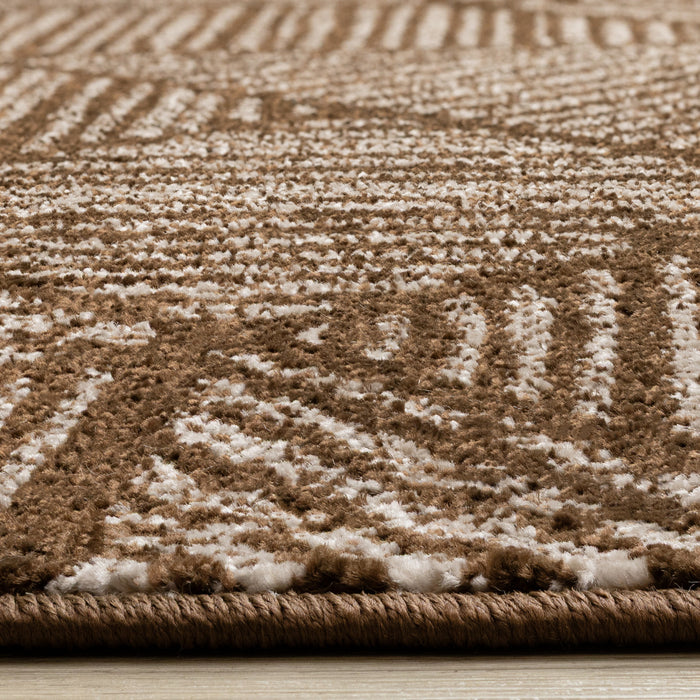 Covington Brown Taupe Striped Geometric Design Rug, 7'10\" x 10'6\" Indoor Area Rug