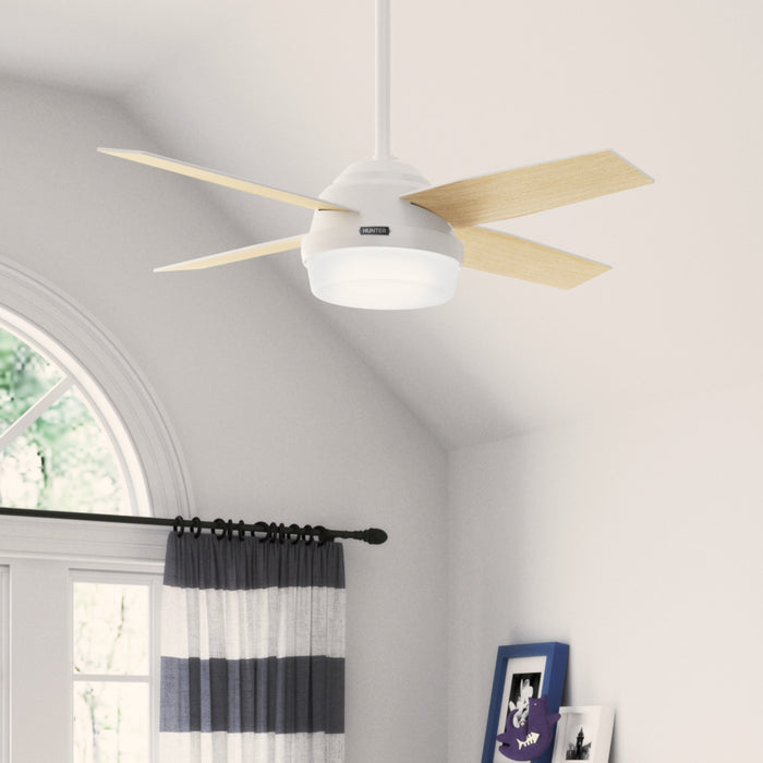 Dempsey Low Profile Ceiling Fan with Light Fixture - White
