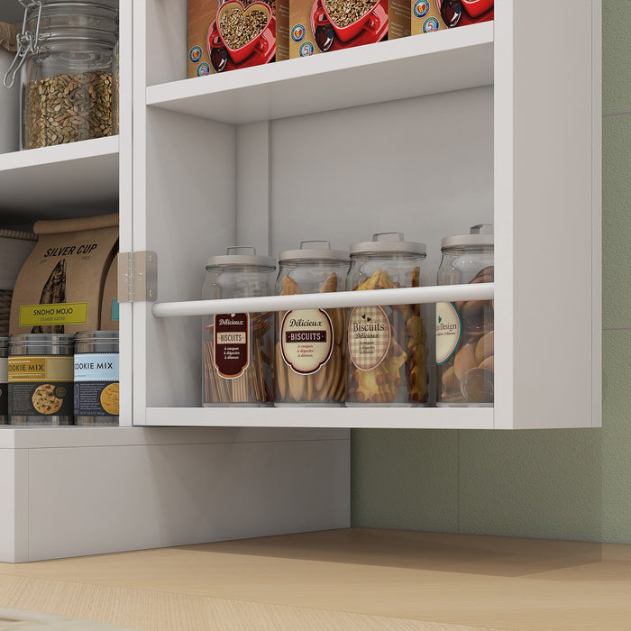 HOMCOM 65\" Kitchen Pantry Cabinet with Adjustable Shelves Spick Racks White