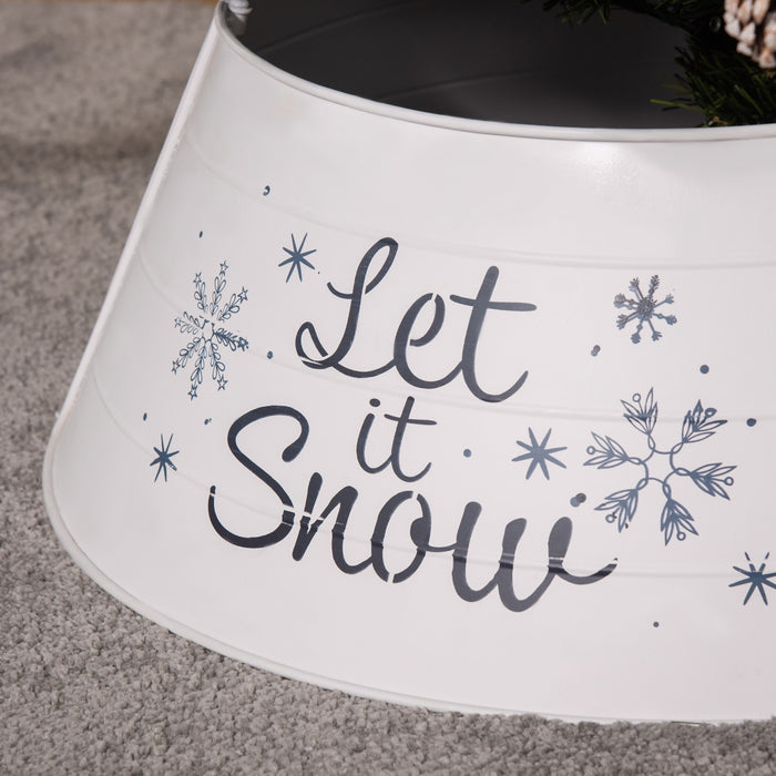 Homcom 26 Inch Metal Christmas Tree Collar, Xmas Tree Base Cover, White