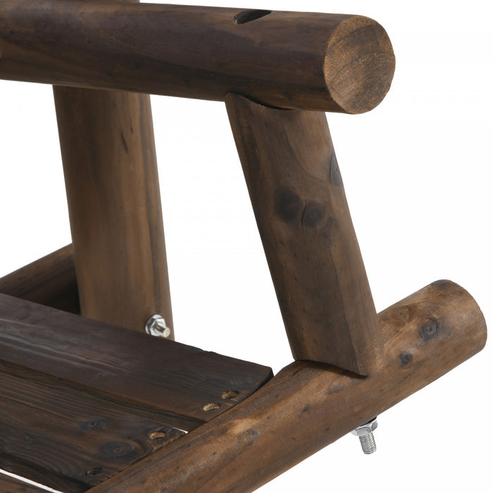 Outsunny 6.5' Outdoor Loveseat 2 Person Wood Porch Swing Carbonized