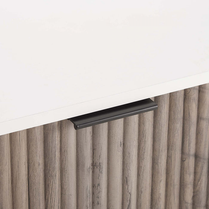 Dumbo Modern 20\" Fluted Nightstand in Rustic Gray and White (2-Drawer) - Set of 2