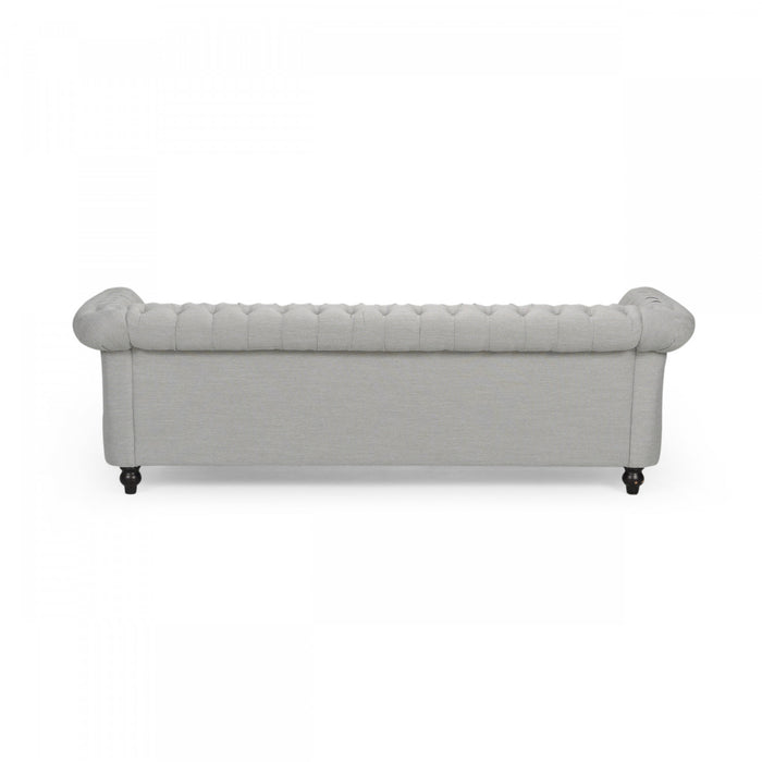 Colin Fabric 3 Seater Sofa With Tufted Back And Nailhead Trim - Grey